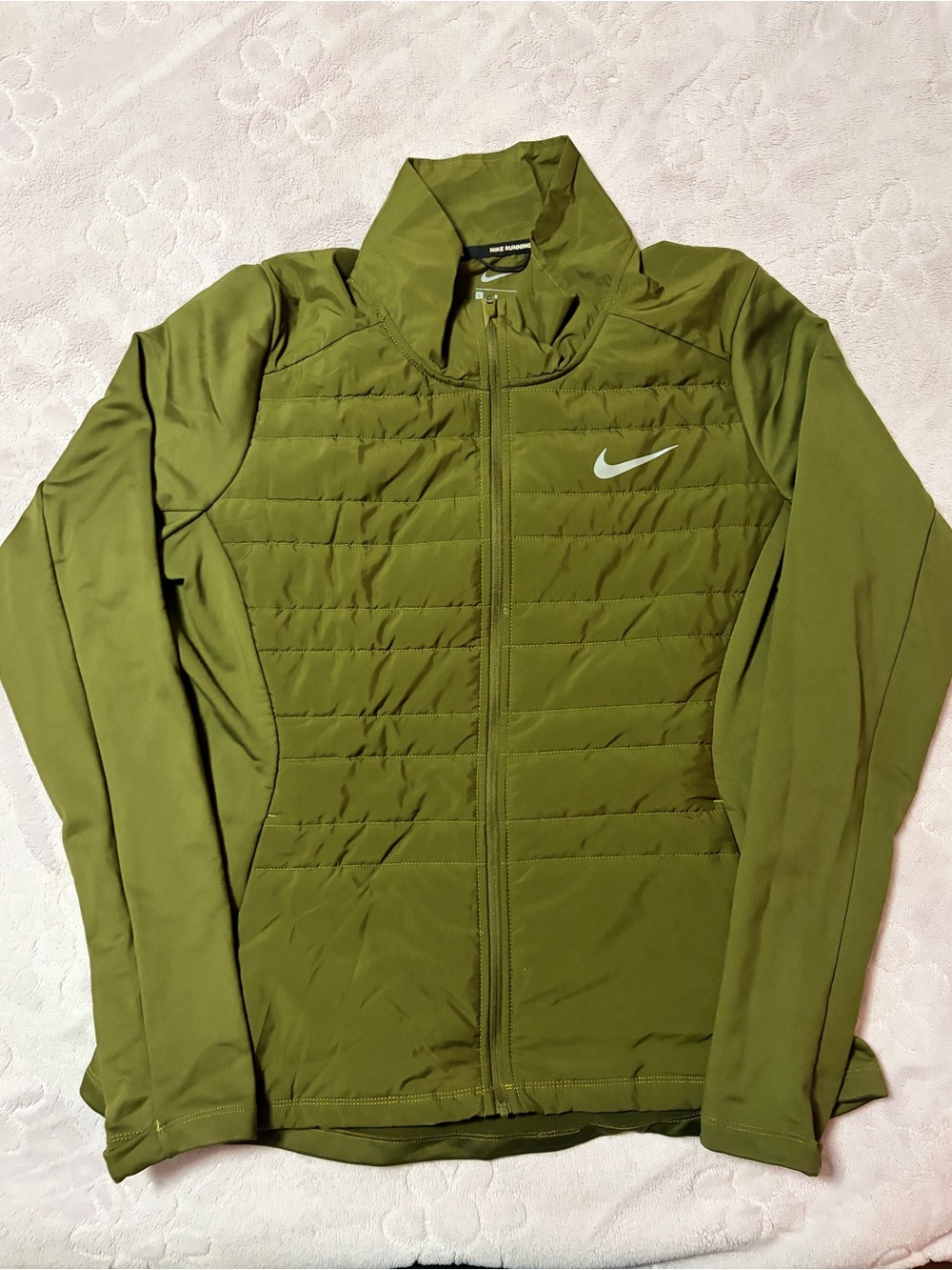 Nike Olive Green Quilted Hybrid Puffer Jacket